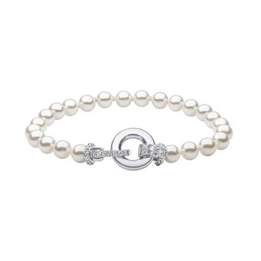 B5472 DF ZIRC WHT SHELL PRL Clasp Bracelet