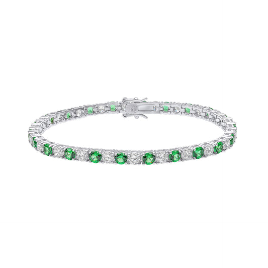 B5473 DF ZIRC GREEN Round Tennis Bracelet