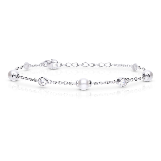 DF Alternate CZ and Shell Pearl Bracelet