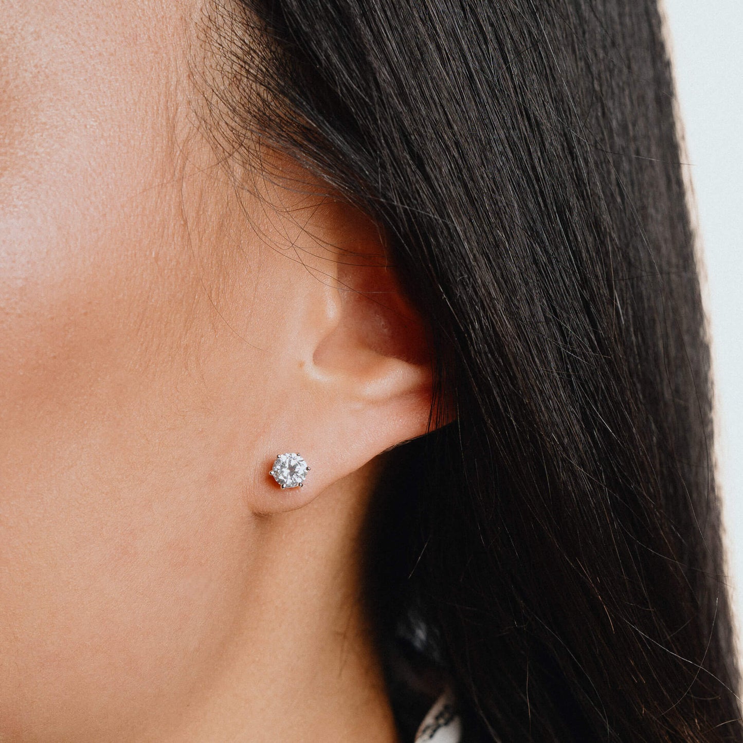 E5581 DF 6 Claw ZIRC 2.0ct Solitaire Std Earrings