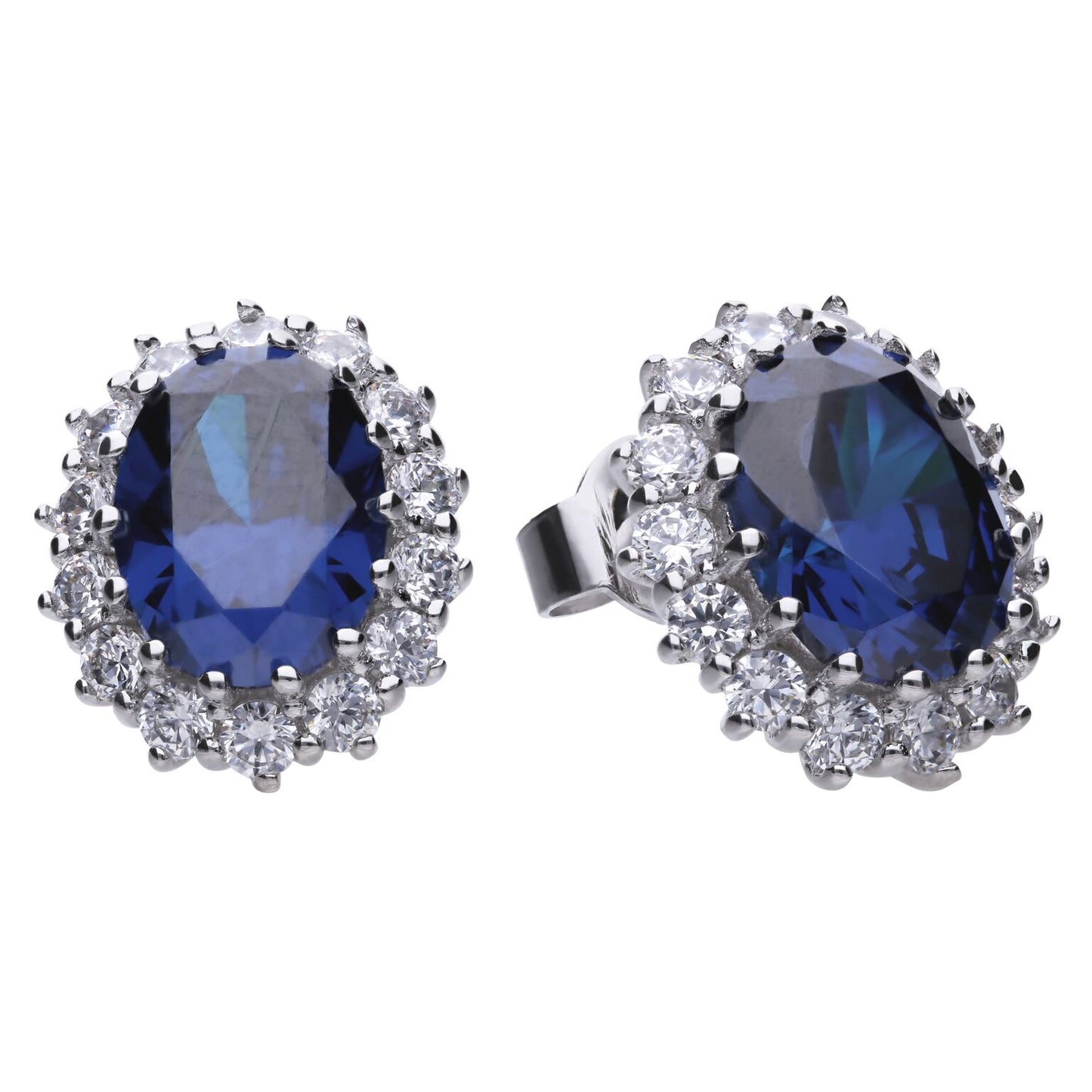 E5586 DF ZIRCONIA BLUE Ovl Clustr Earrings
