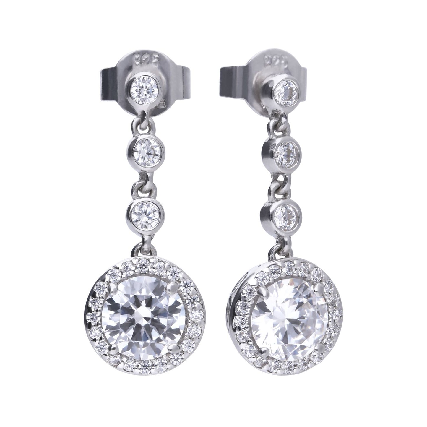 E5588 DF ZIRCONIA Round Pave Drop Earring