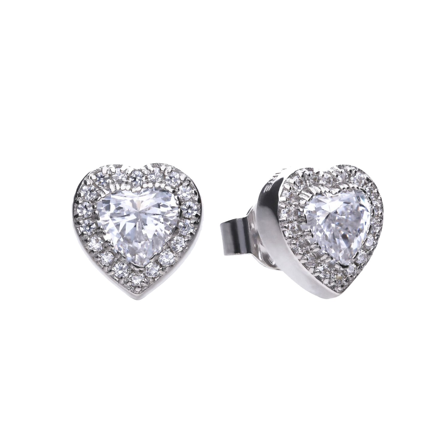 E5589 DF ZIRCONIA Heart Pave Stud Earrings