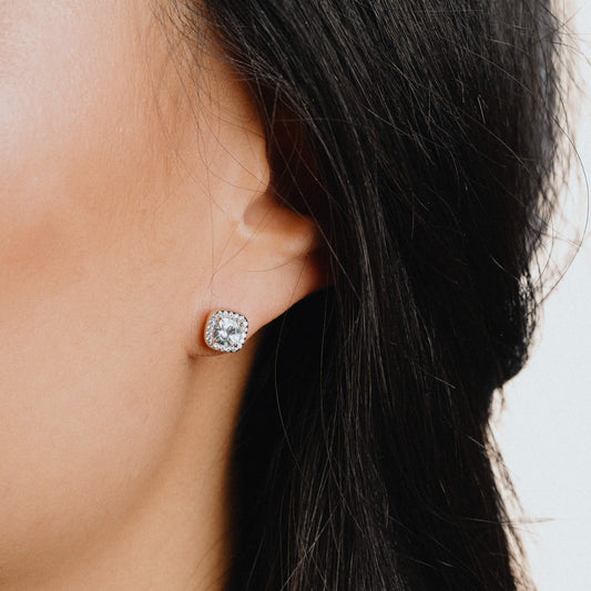 E5590 DF ZIRCONIA Square Pave Std Earrings