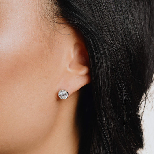 E5591 DF ZIRCONIA Round Pave Stud Earrings