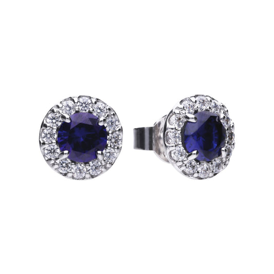 E5598 DF ZIRCONIA BLUE Rnd Clustr Earrings