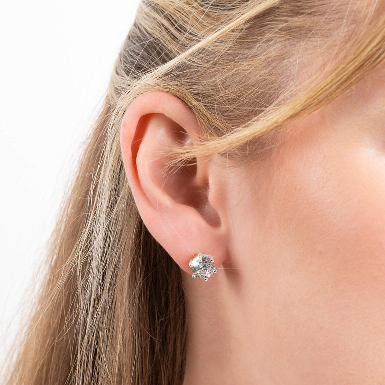 E5631 DF 6 Claw ZIRC 4.0ct Solitaire Std Earrings