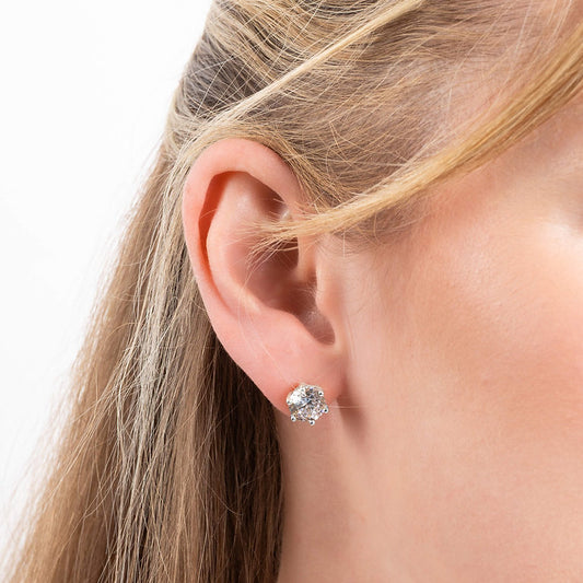 E5631 DF 6 Claw ZIRC 4.0ct Solitaire Std Earrings