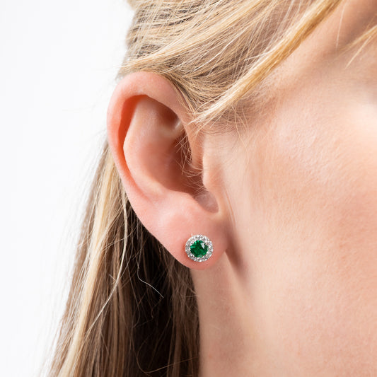 E5655 DF ZIRCONIA GRN Rnd Clustr Earrings