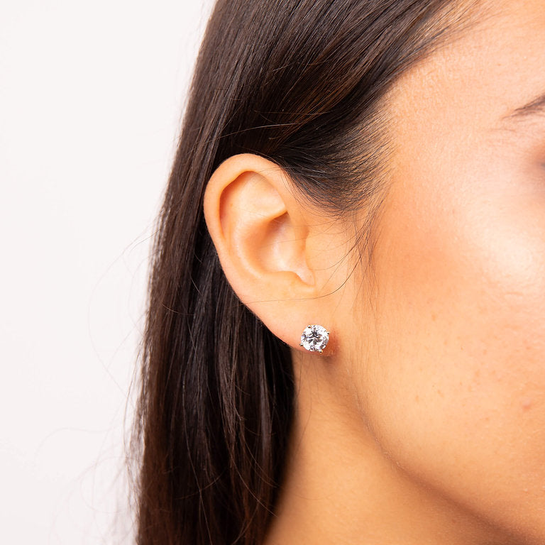 E5908 DF 4 Claw ZIRC 2.0ct Solitaire Std Earrings