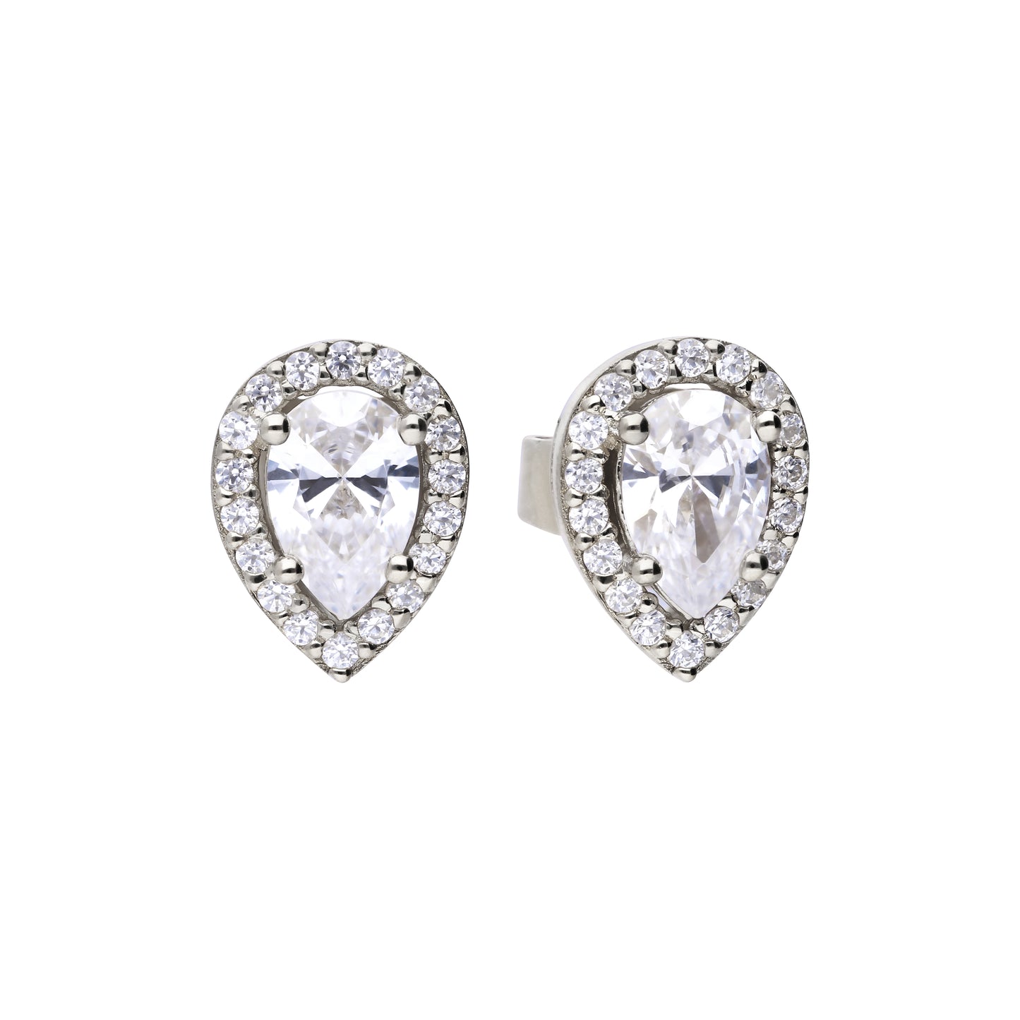 E5909 DF ZIRCONIA Teardrop Halo Earrings