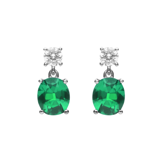 E6199 DF ZIRC GREEN Oval Drop Earrings