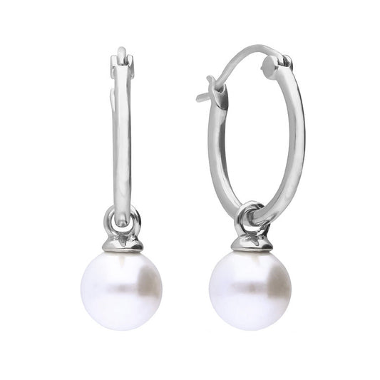 E6300 DF SHELL PEARL Dangle Hoop Earrings