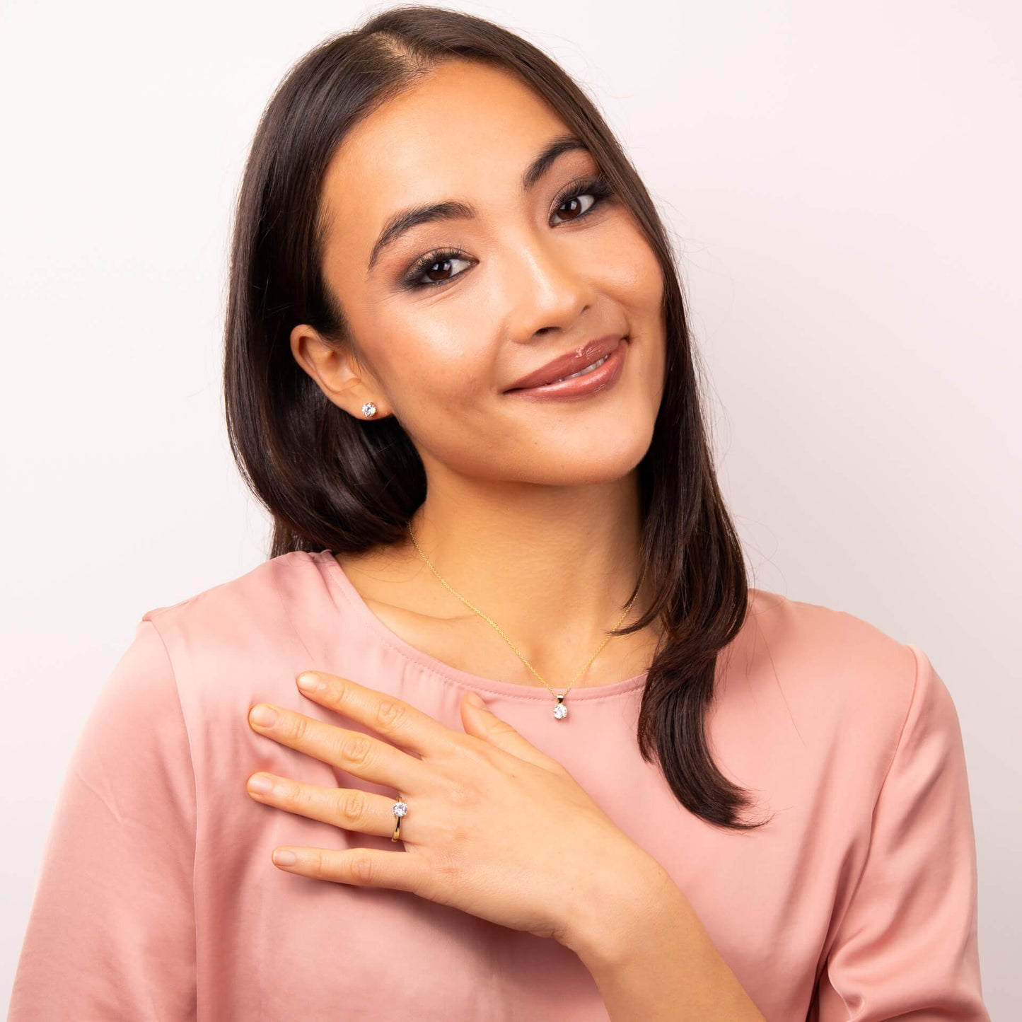 P5393 DF 4 Claw GLD PLT ZIRC 0.5ct Soltr Pendant