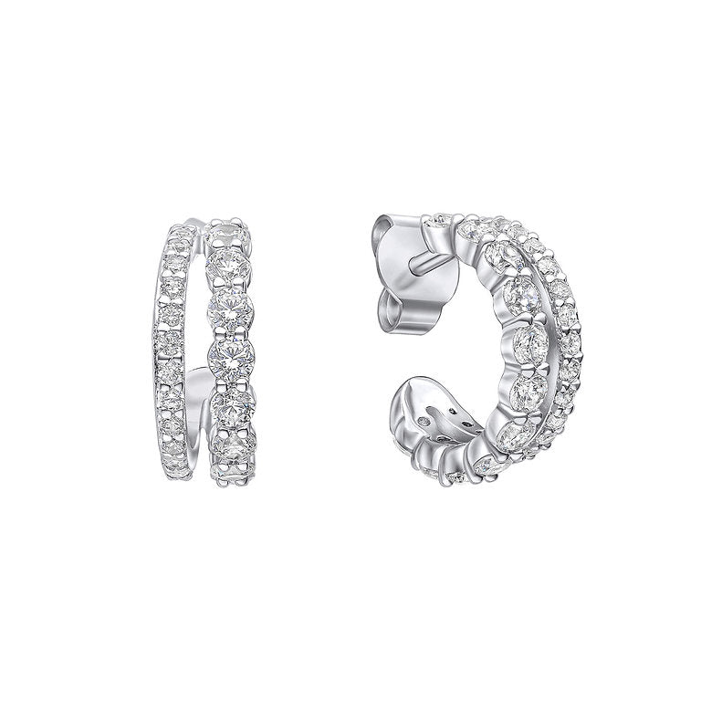 E6405 DF ZIRCONIA Double 3/4 Hoop Earrings