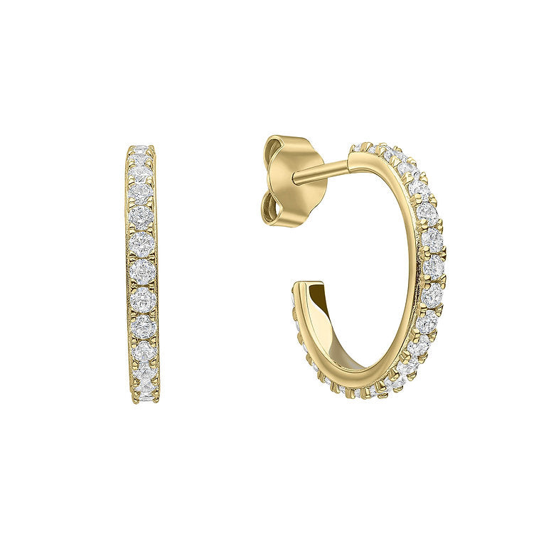 E6407 DF GLD PLT ZIRCON 3/4 Hoop Earrings