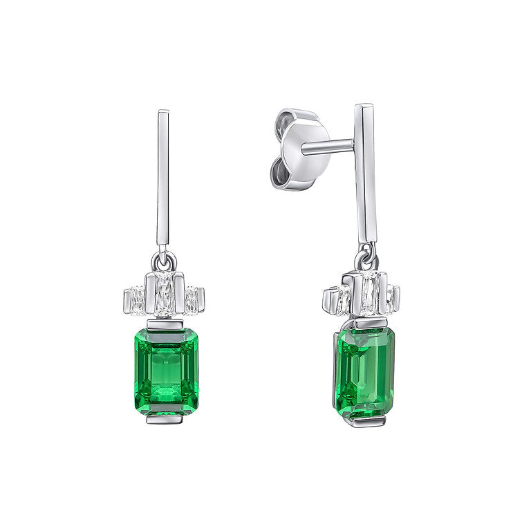 E6408 DF ZIRC GREEN Emerald Cut Zirconia Drop Earrings