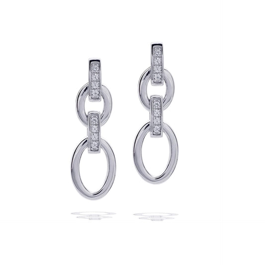 DF ZIRC WHT Lrge Link Chain Earrings