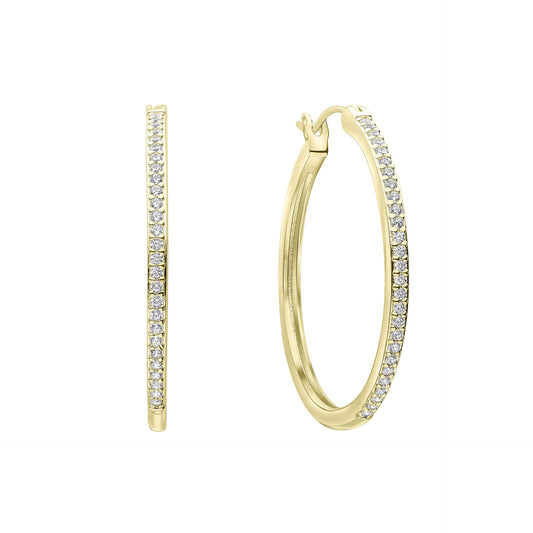 DF Gold Plated CZ Large Hoop Earrings