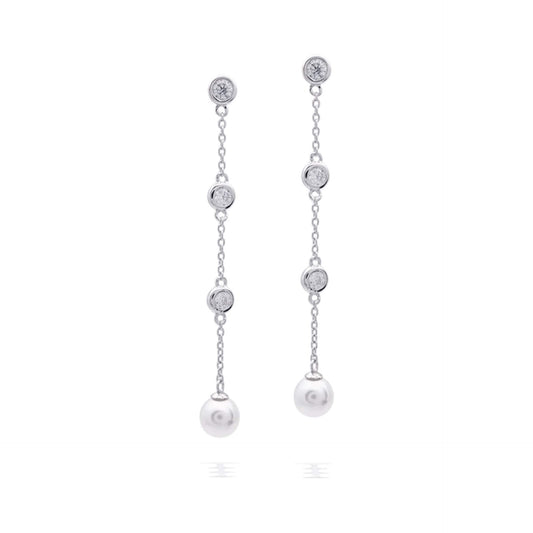 DF Drop CZ Pearl Earrings