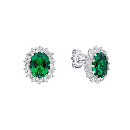 DF Oval Cluster Green Stud Earrings
