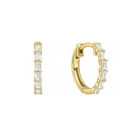 DF Micro Baguette Gold Plated Hoop Earrings