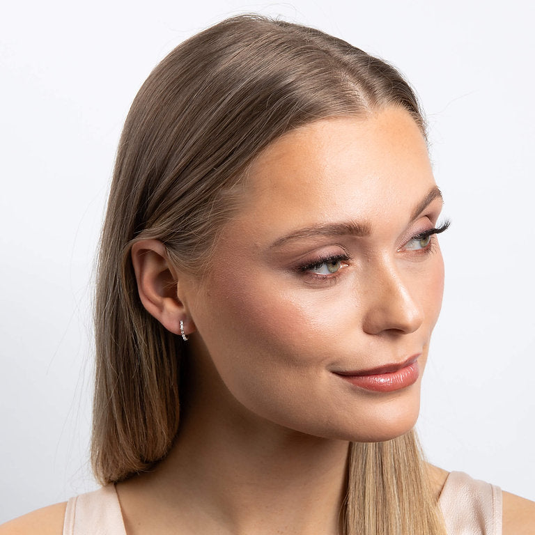 DF Micro Baguette Gold Plated Hoop Earrings