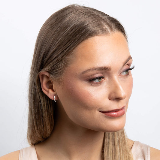 DF Micro Baguette Gold Plated Hoop Earrings