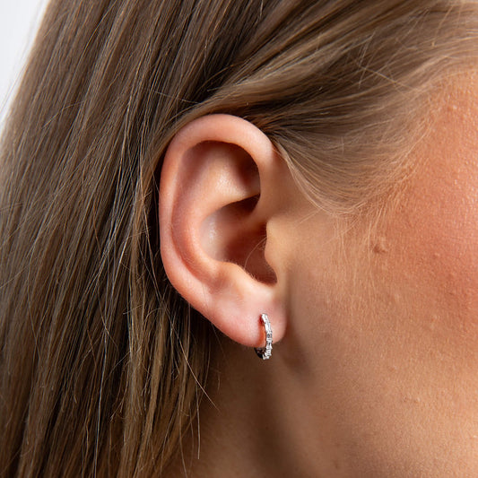 DF Micro Baguette Hoop Earrings