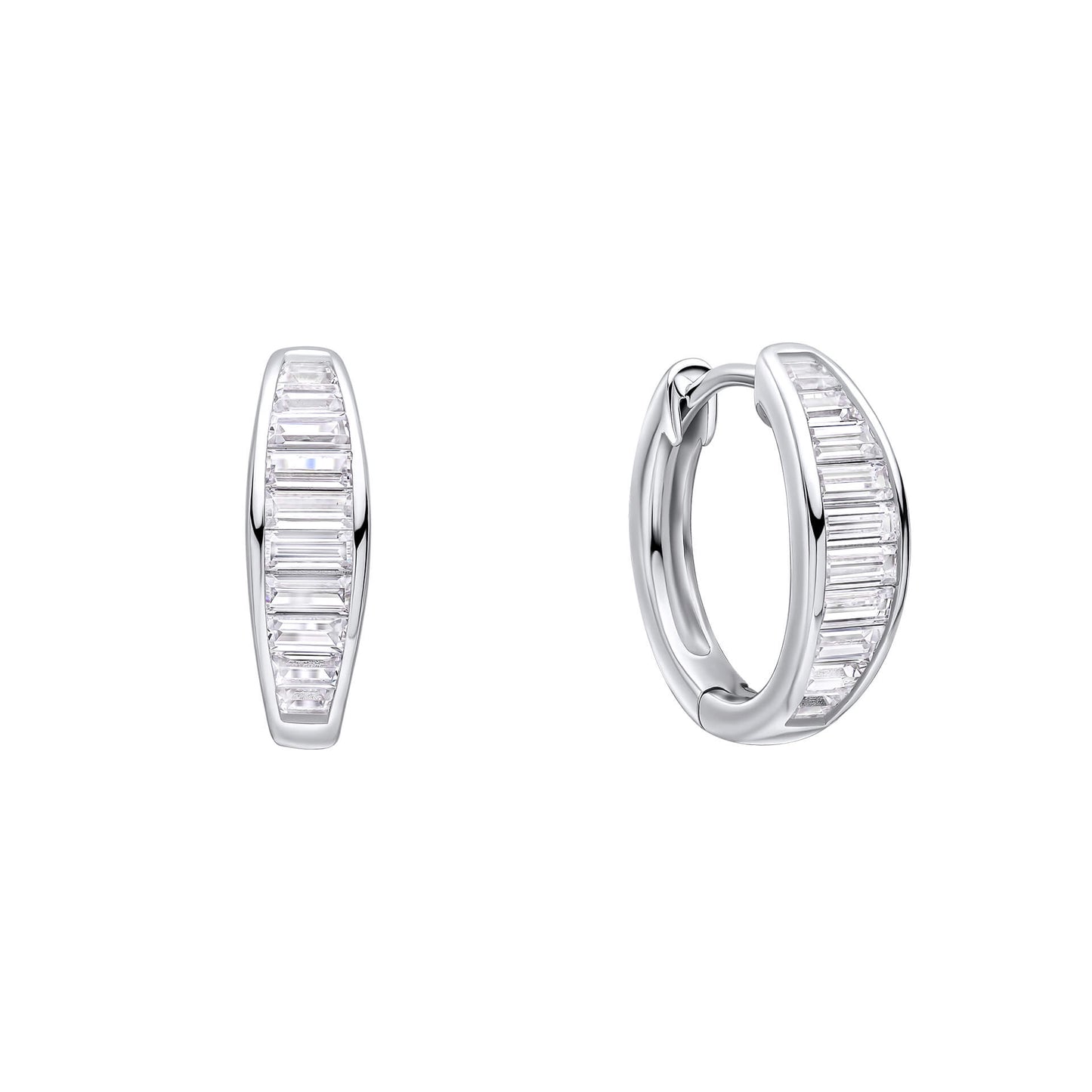 DF Channel Set Baguette Hoop Earrings