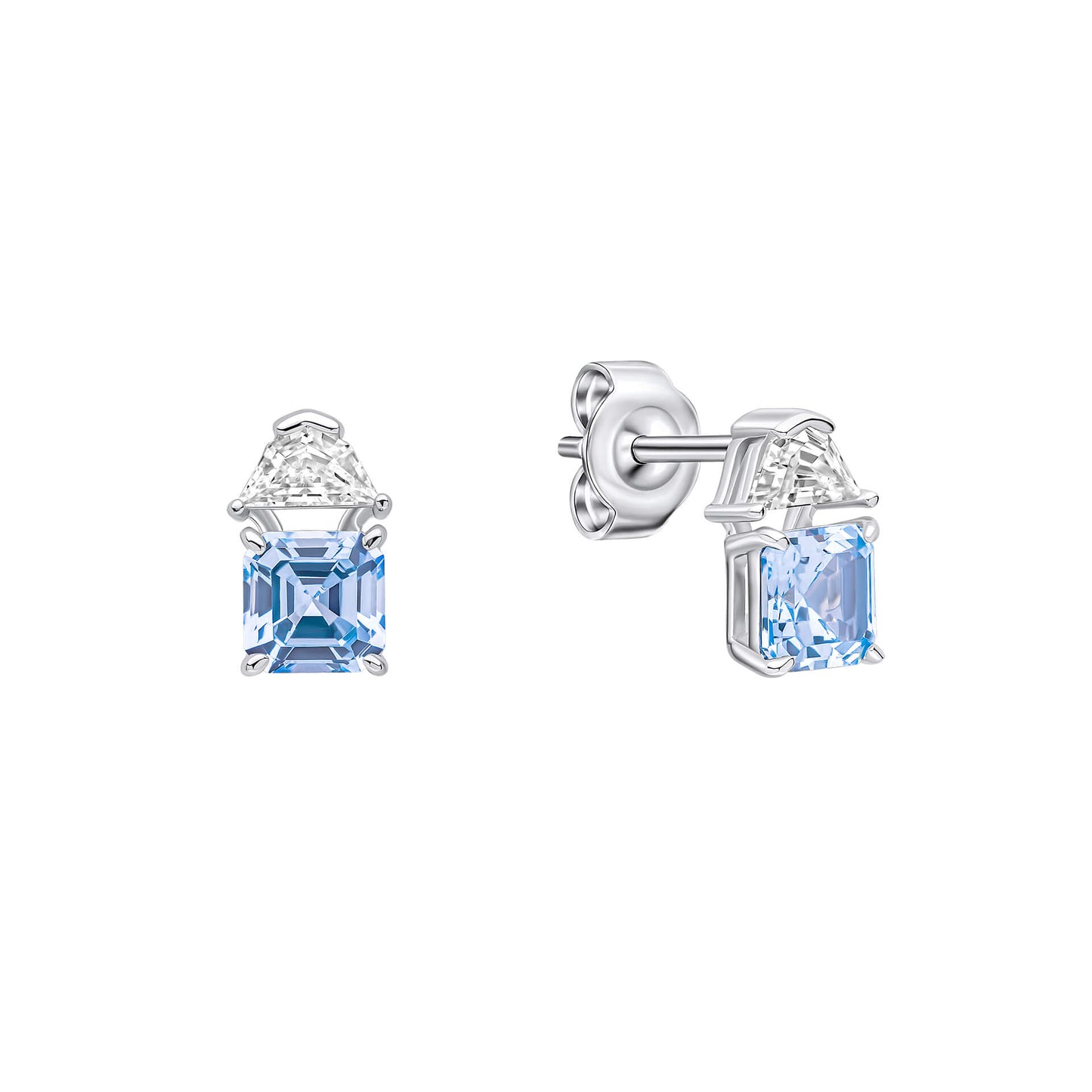 DF Square Cut Light Blue Stud Earrings