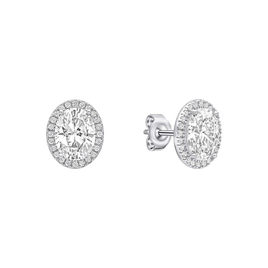 DF Oval Halo Stud Earrings
