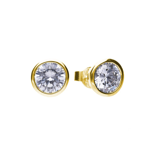 DF Gold Plate Round CZ 1.5ct Each Stud Earrings