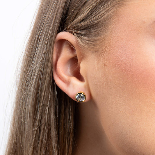 DF Gold Plate 0.75ct Each Stud Earrings