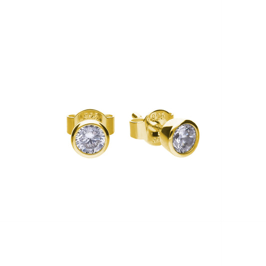 DF Gold Plate Round CZ 0.25ct Stud Earrings