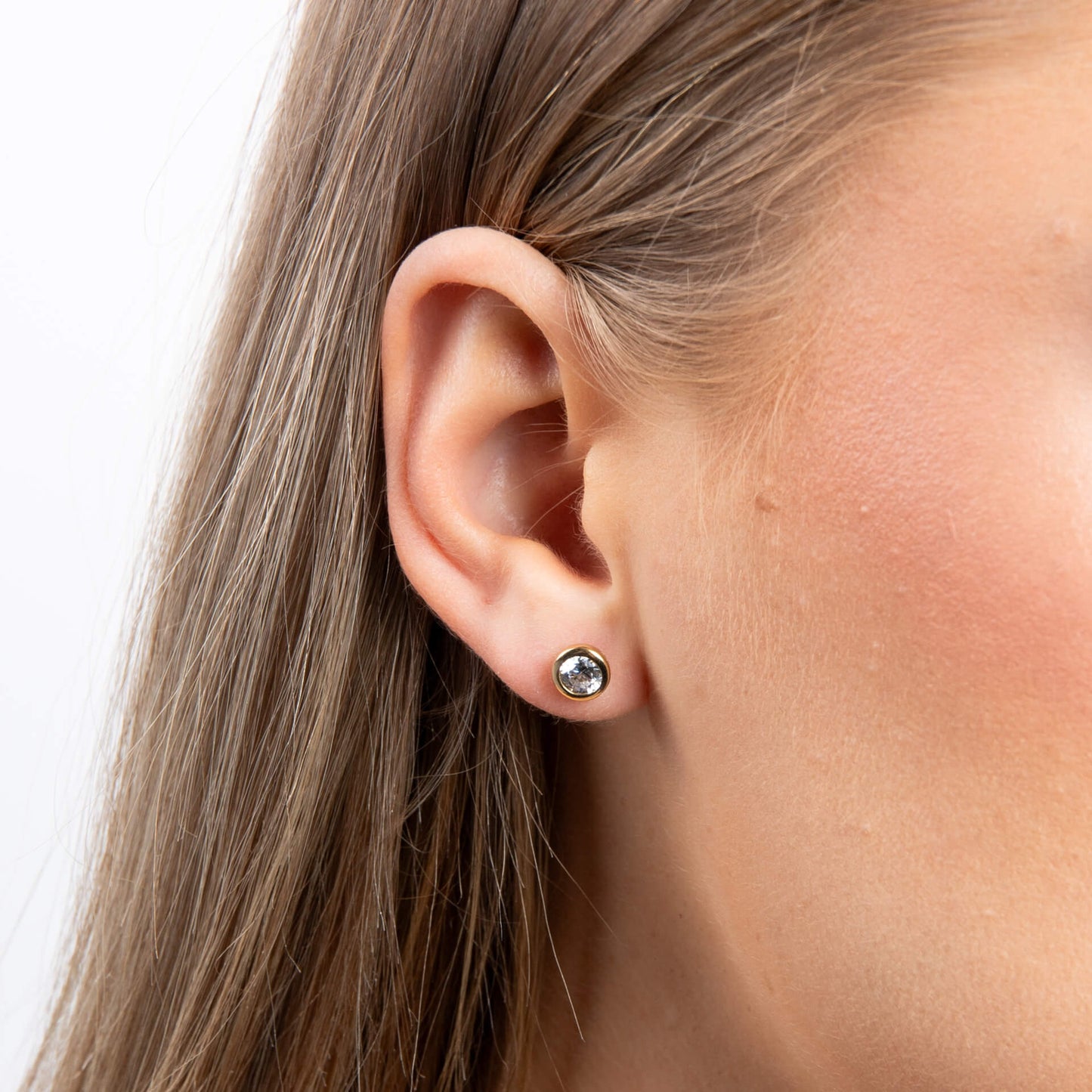 DF Gold Plate Round CZ 0.25ct Stud Earrings