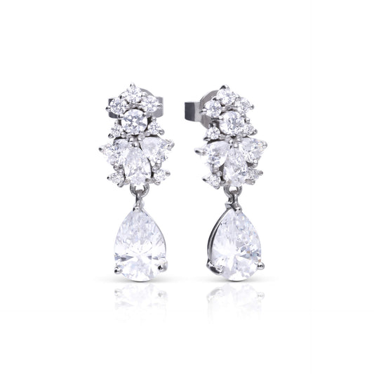 DF CZ Cluster Teardrop Earrings