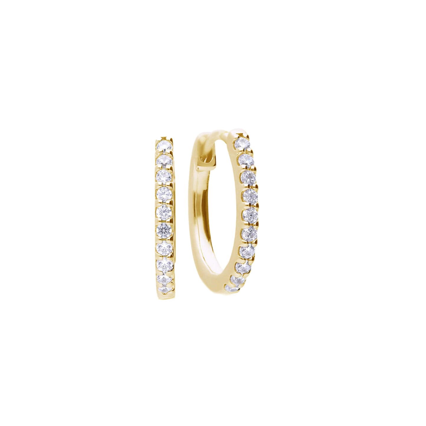 DF Gold Plate CZ Huggie Earrings