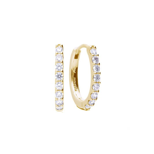 DF Gold Plate CZ Mid-Size Huggie Earrings