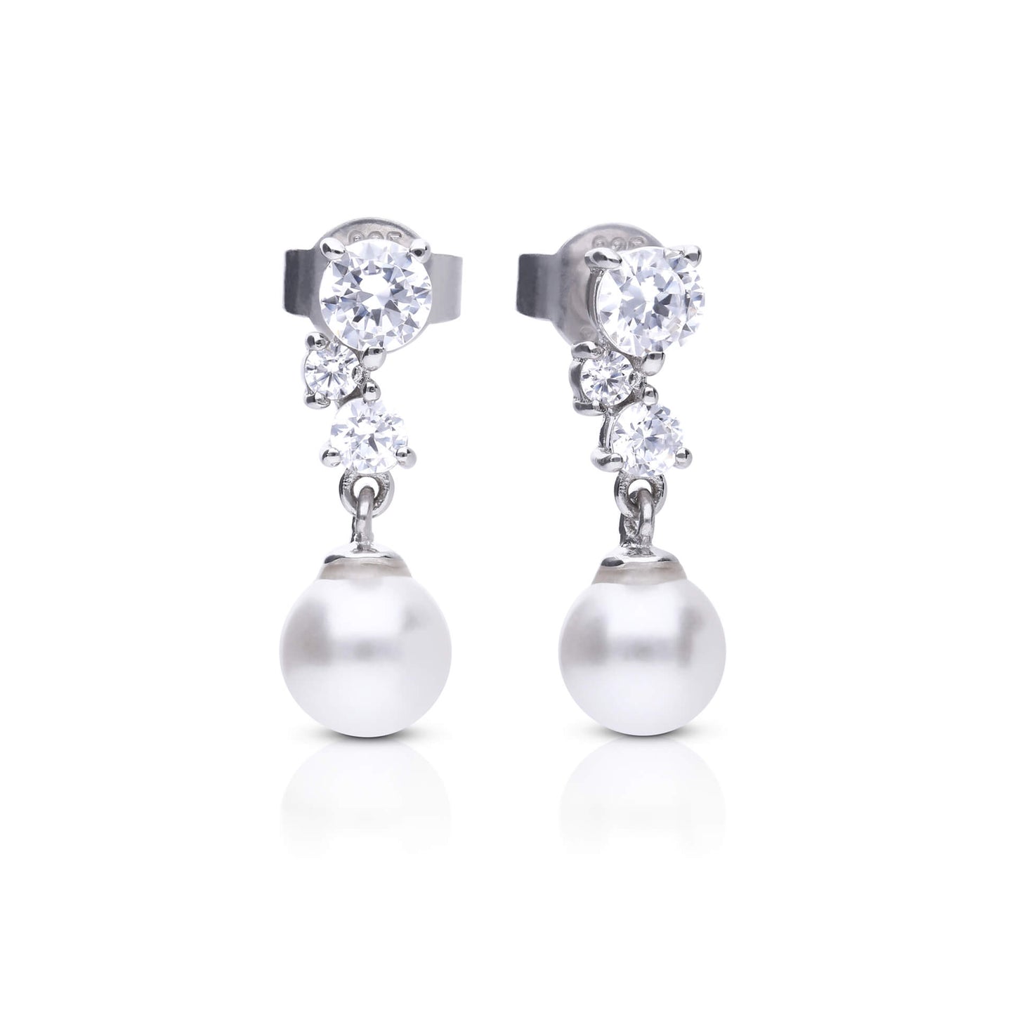 DF CZ and Shell Pearl Bubble Drop Earrings