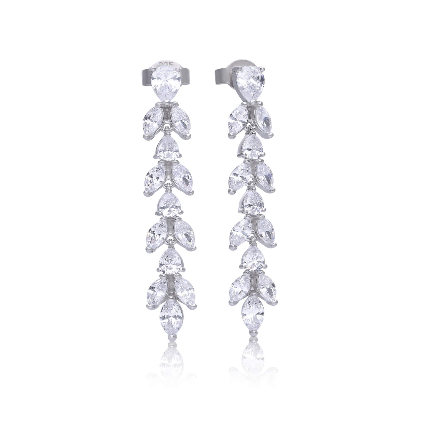 DF CZ Leaf Effect Cascade Earrings