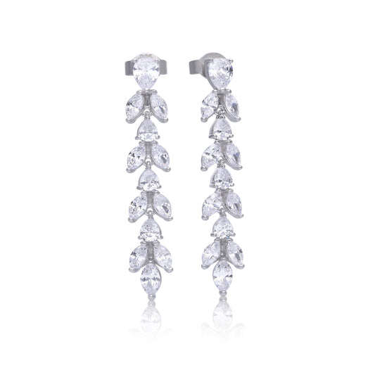DF CZ Leaf Effect Cascade Earrings