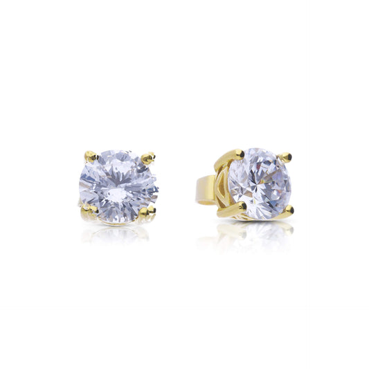 DF 4 Claw Gold Plate 1.5ct CZ Solitaire Earrings