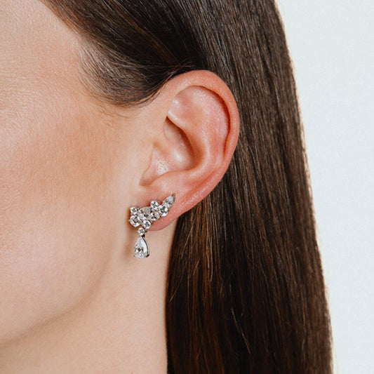 DF CZ Creeper Cluster Stud with Teardrop Earrings