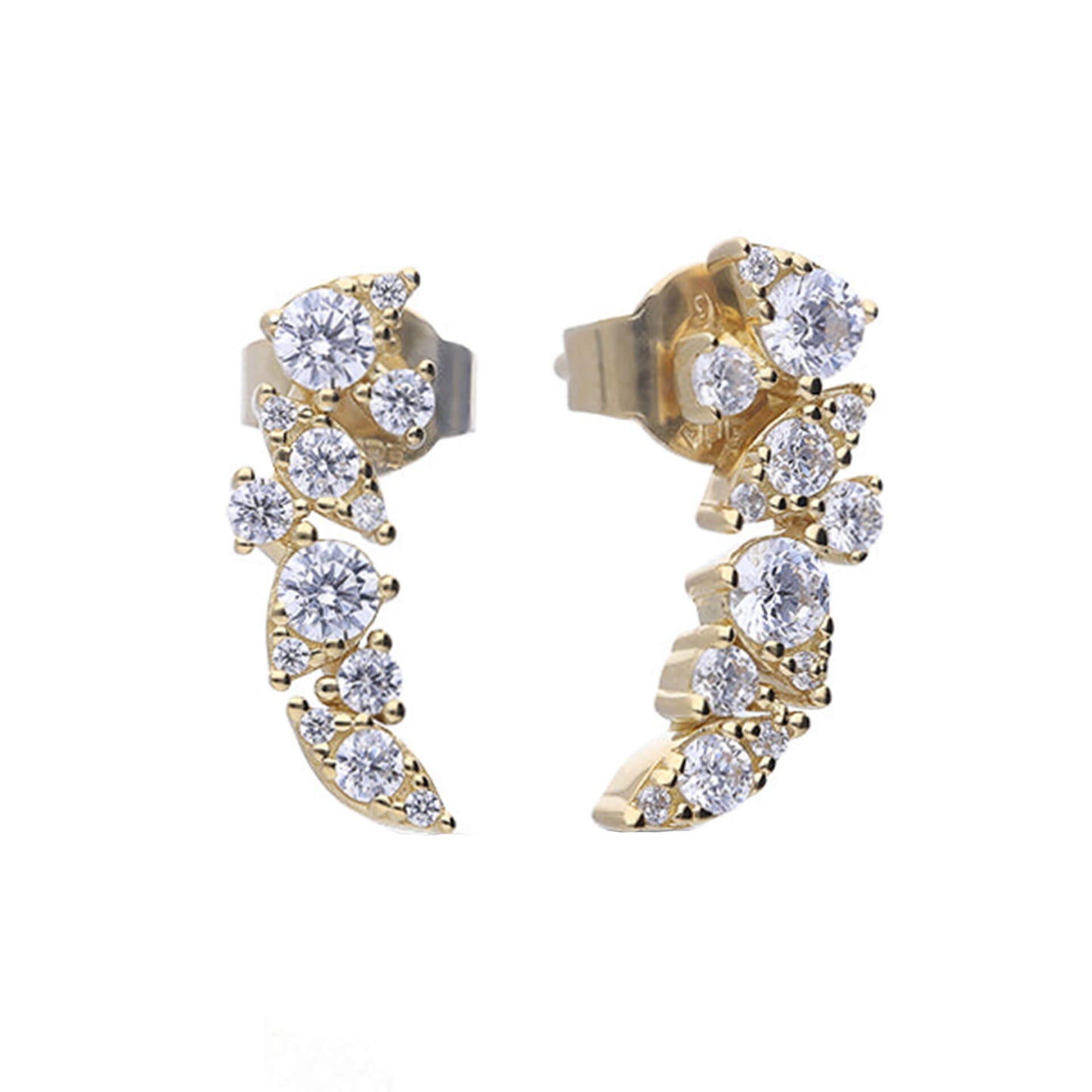 DF Gold Plate CZ Cluster Drop Earrings