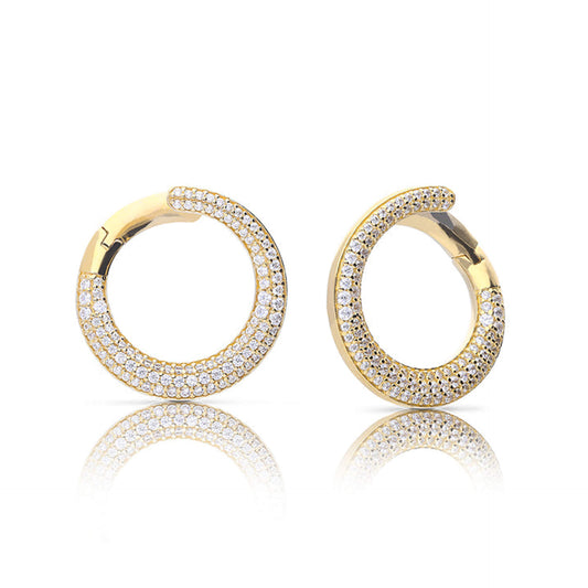 DF Gold plate CZ Pave Swirl Effect Huggie Earrings
