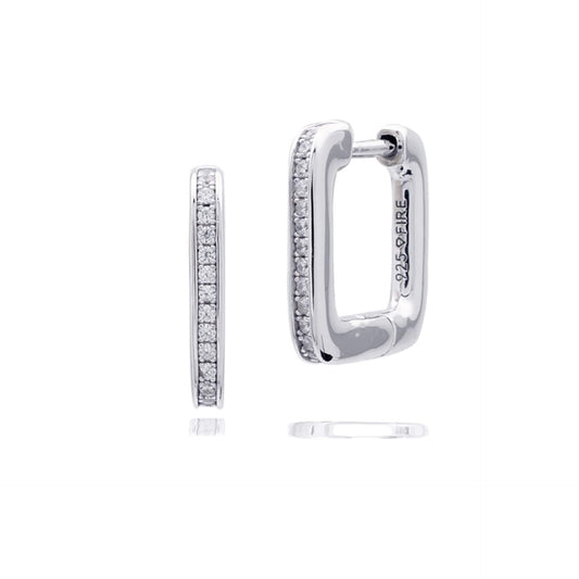 DF Square CZ Huggie Earrings