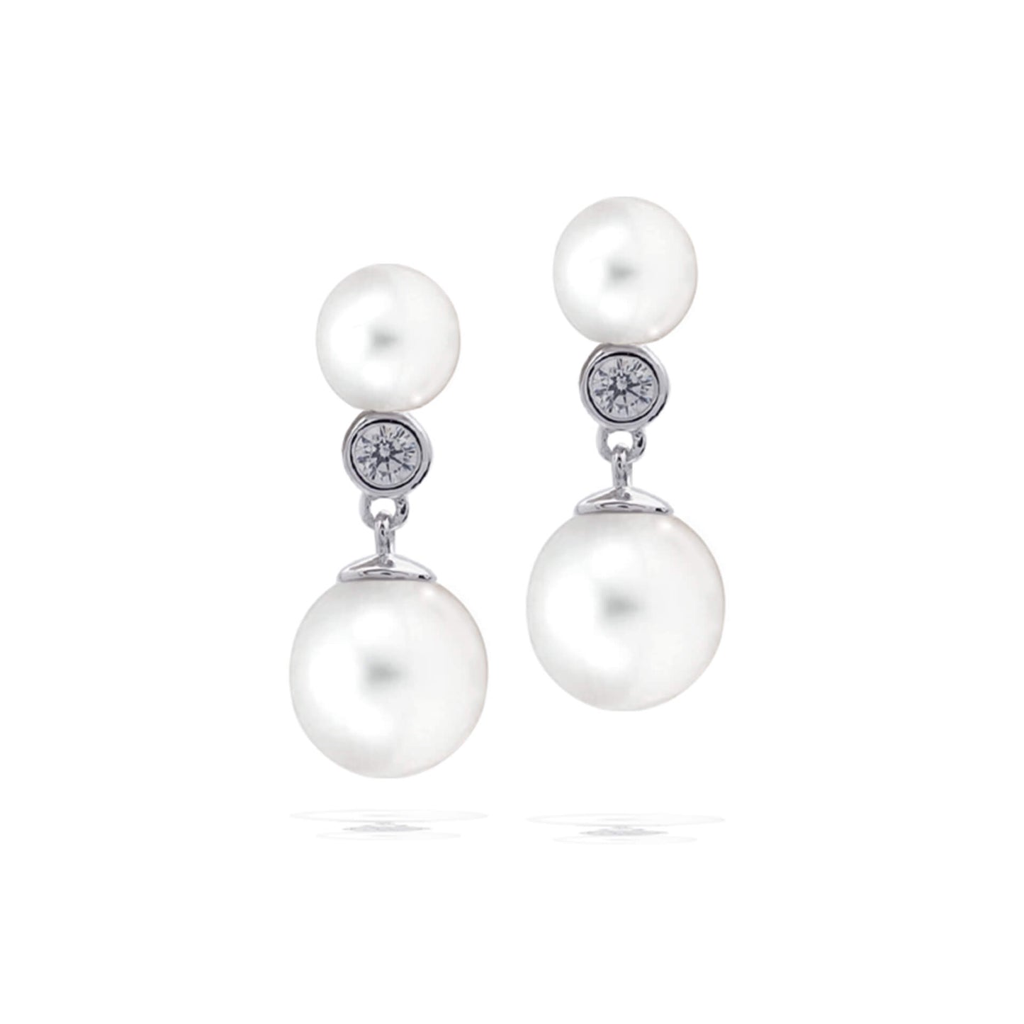 DF Shell Pearl Stud and CZ Drop Earrings