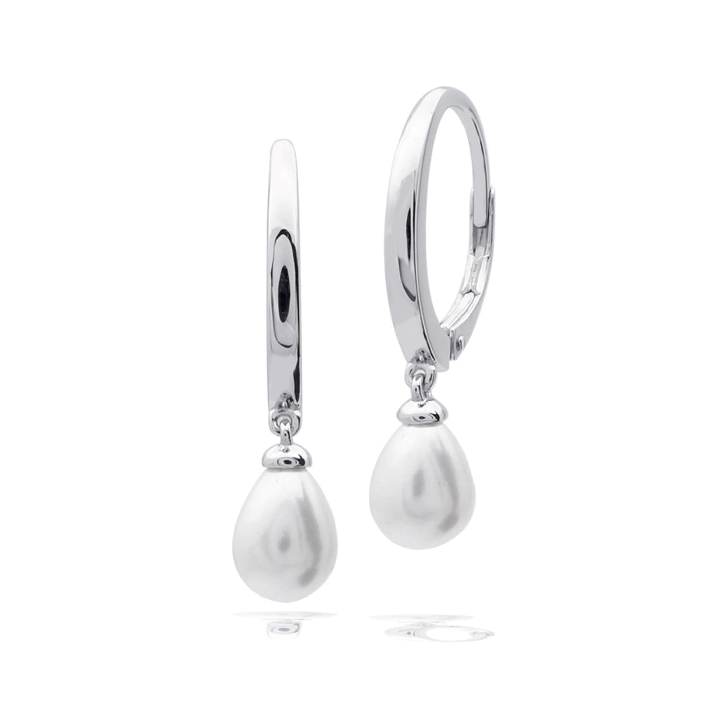 DF Shell Pearl Teardrop Hoop Earrings