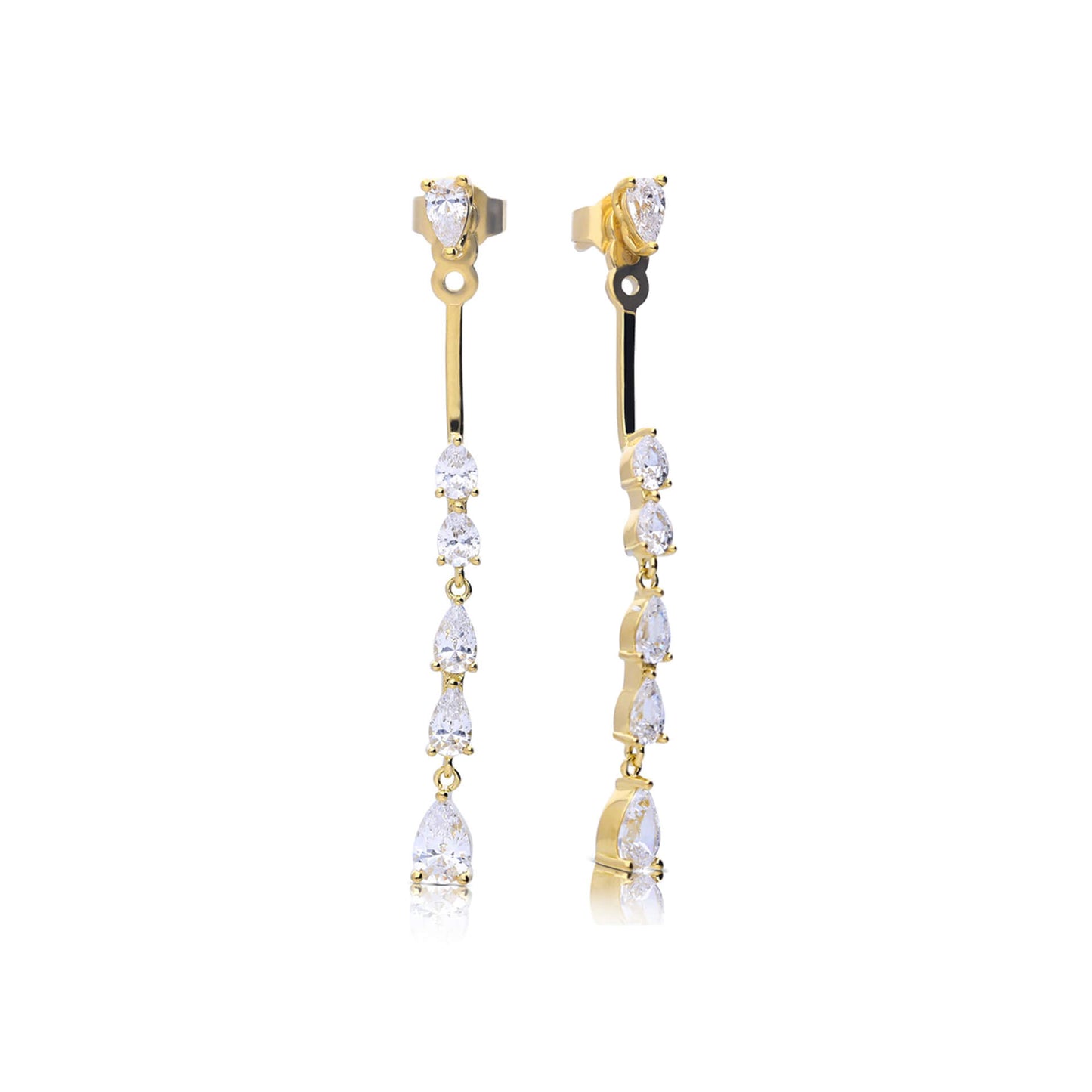 DF Gold Plate CZ Cascade Teardrop Earrings